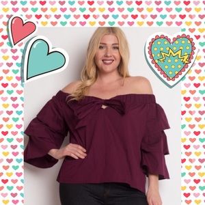 🌷PLUS Off-the shoulder ruffle top🌷